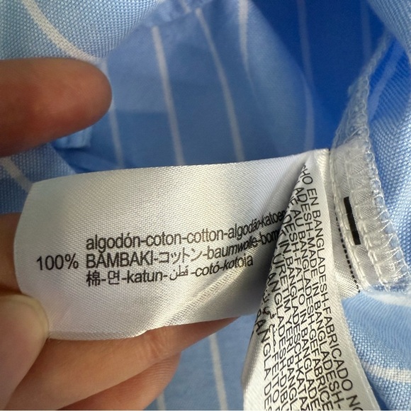 Zara Light Blue and White Striped Shirt 100% Cotton - Picture 9 of 9